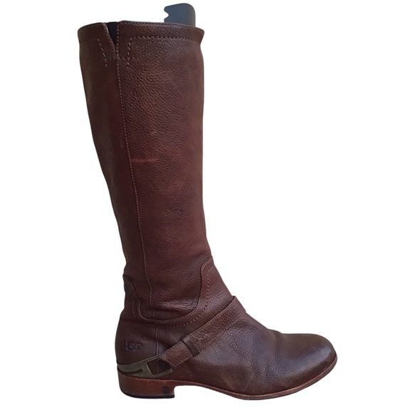UGG Australia Channing Chocolate Leather Knee High Boots Size 7 - Picture 4 of 16